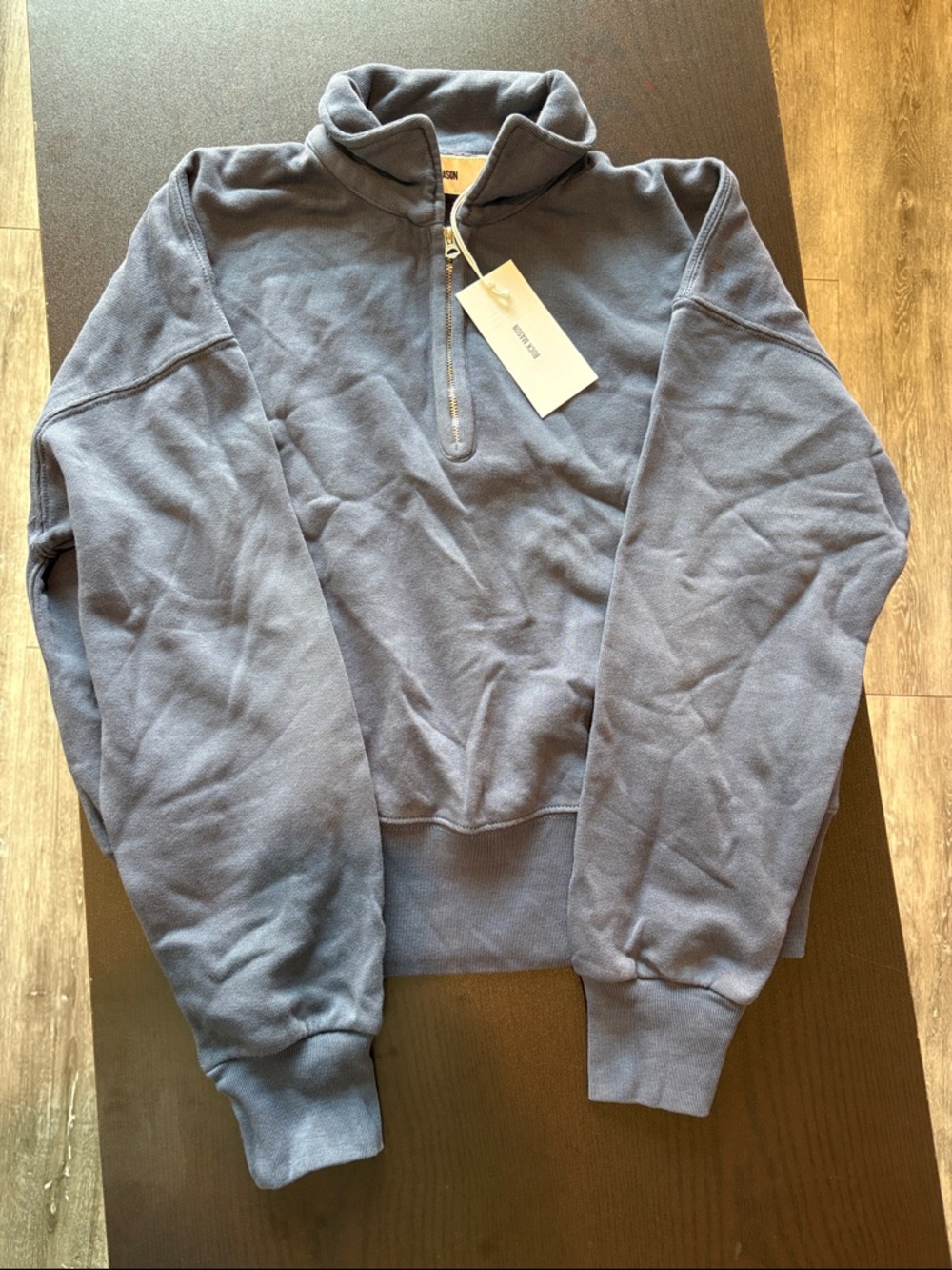 NWT Buck Mason Varsity Blue Venice Wash Vintage Interloop Quarter Zip Small